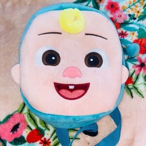 Cocomelon Adorable Blue and Cream Plush Backpack for Kids